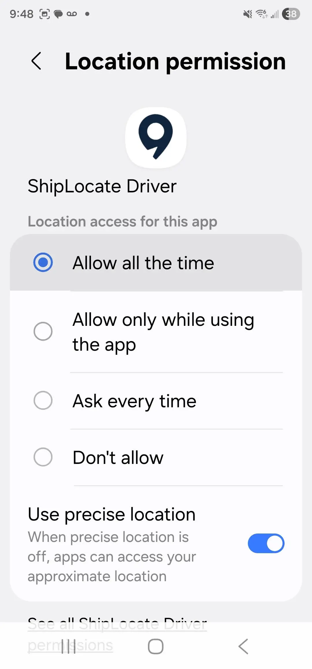 Android Allow all the time