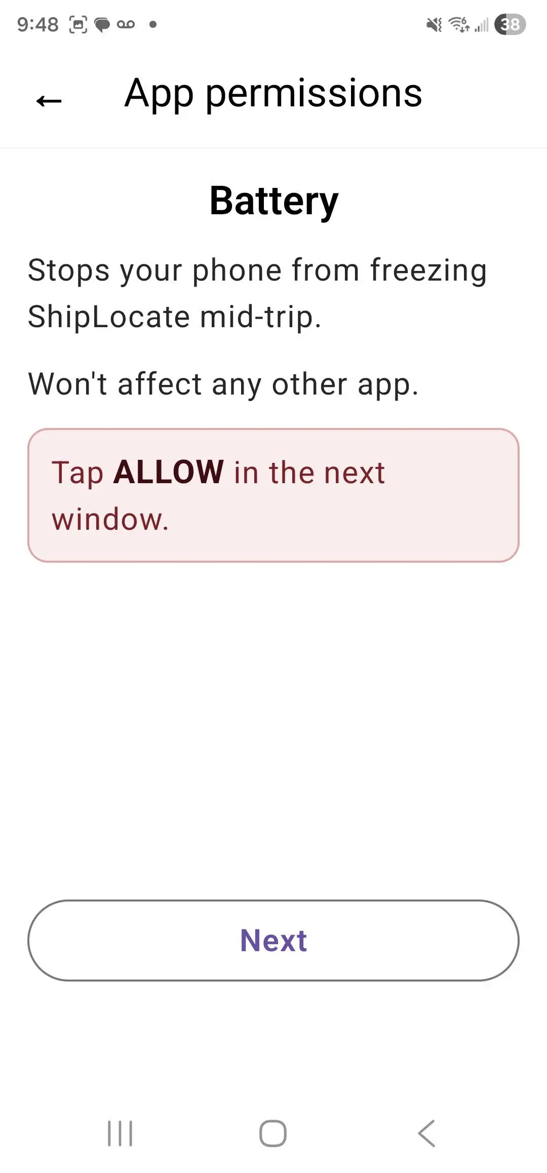 Android battery permission instruction