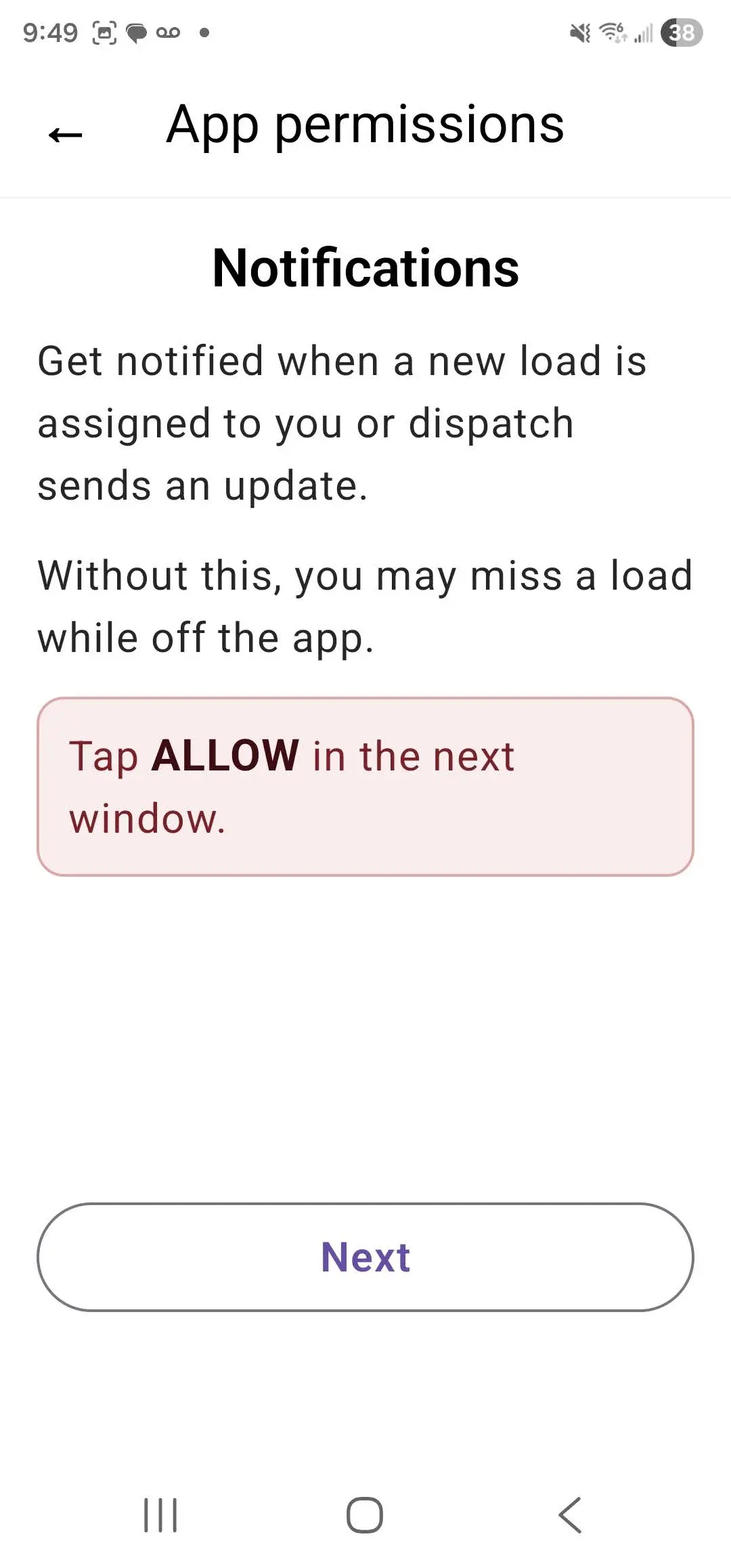 Android notifications permission instruction